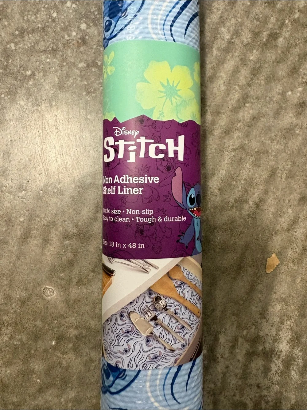 Disney Stitch Blue Patterned Non Adhesive shelf Liner Roll 18x48